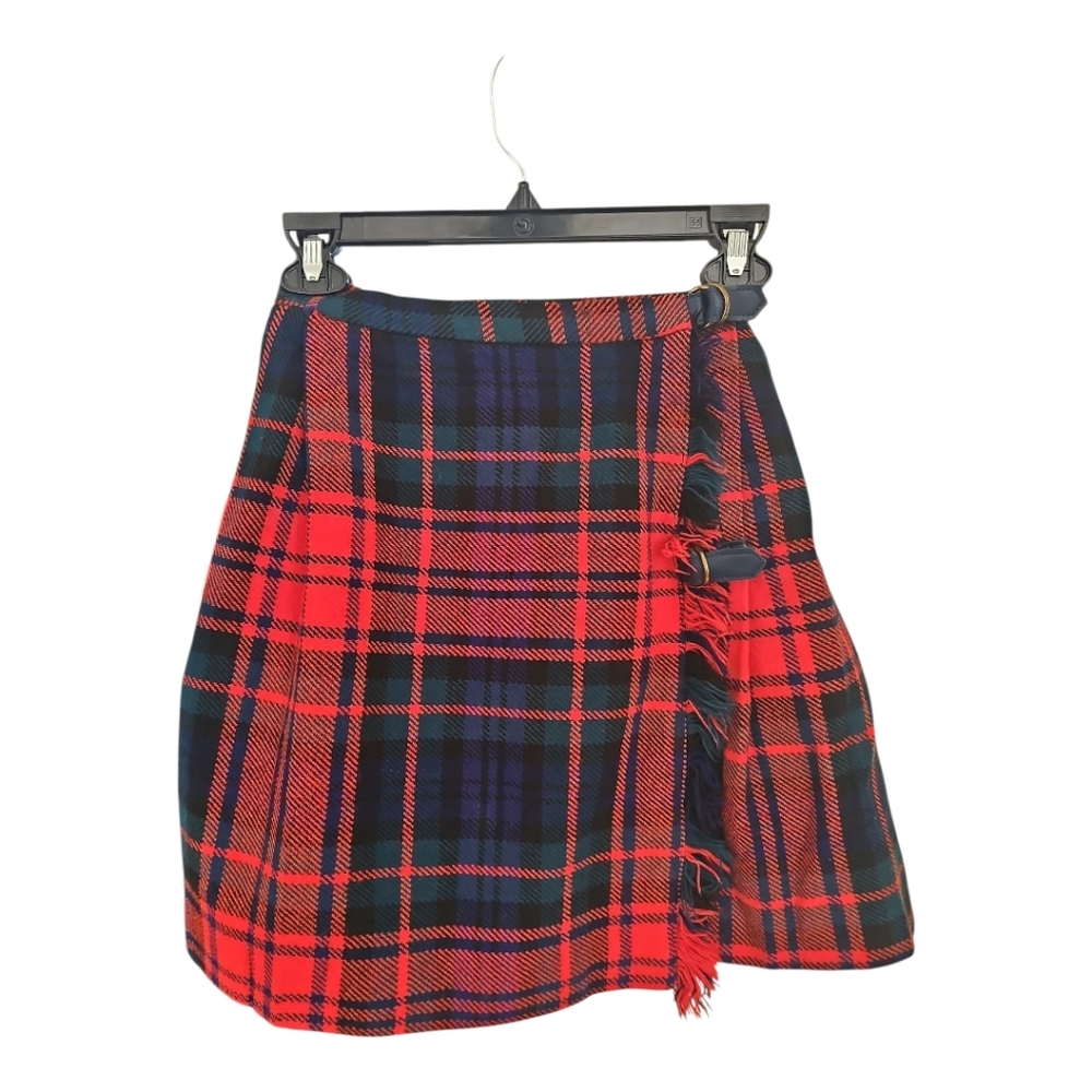 Vintage JC Penney Fashions Red Tartan Plaid Wool Wrap Skirt ILGWU Union Made USA